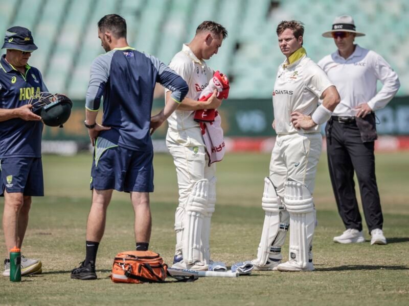 Steven Smith assessed for concussion after blow on helmet