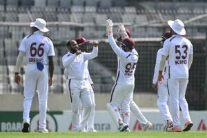 Warrican five-for triggers Bangladesh collse despite Shadman 105